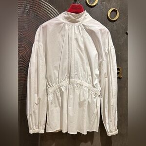 Baum und pferdgarten cotton White Long Sleeve Blouse bow tie back synched EU 42